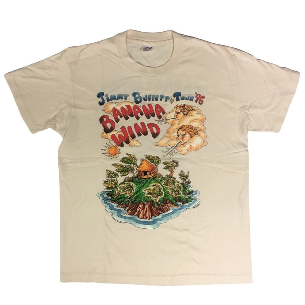 Vintage Official Jimmy Buffett Banana Wind Tour 1996 Off White T-Shirt X…
